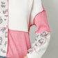 Leopard Color Block Exposed Seam Sweatshirt