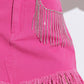 Rhinestone Fringe Denim Skirt