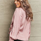 Surplice Neck Ruched Lantern Sleeve Blouse