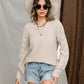 Openwork Round Neck Raglan Sleeve Sweater