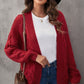 Waffle-Knit Open Front Dropped Shoulder Sweater