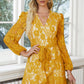 Pompom Trim Puff Sleeve Belted Lace Dress