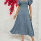 Smocked Square Neck Tiered Dress
