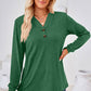 Notched Button Detail Long Sleeve T-Shirt