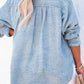 Plus Size Half Button Long Sleeve Blouse