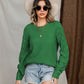 Openwork Round Neck Raglan Sleeve Sweater
