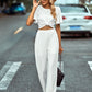 Textured Flutter Sleeve Top and Pants Set