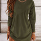 Ruched Round Neck Long Sleeve Dress