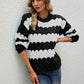 Color Block Round Neck Dropped Shoulder Sweater