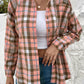 Plaid Collared Neck Long Sleeve Button-Up Shirt