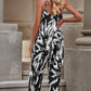 Botanical Print Spaghetti Strap Cropped Jumpsuit