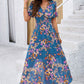Smocked Floral V-Neck Short Sleeve Dress