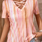 Tie-Dye Crisscross V-Neck Top
