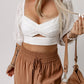 Eyelet Sweetheart Neck Cutout Crop Top