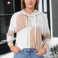 Exposed Seam Color Block Hoodie with Drawstring