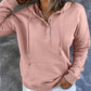 Half Snap Drawstring Long Sleeve Hoodie