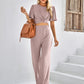 Textured Flutter Sleeve Top and Pants Set