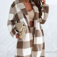 Plaid Collared Neck Longline Coat