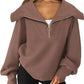 Half-Zip Lantern Sleeve Top