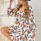 Printed V-Neck Long Sleeve Dress