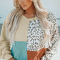 Color Block Leopard Round Neck Sweatshirt