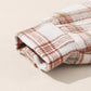 Plaid Drawstring Button Up Long Sleeve Hooded Jacket