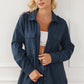 Geometric Button Up Drawstring Collared Neck Jacket