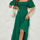 Smocked Square Neck Tiered Dress