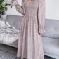 Smocked Square Neck Flounce Sleeve Dress