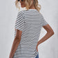 Striped Sequin Patch V-Neck Tee