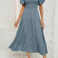 Smocked Square Neck Puff Sleeve Dress