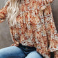 Floral Smocked Lantern Sleeve Ruffled Blouse