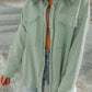 Pocketed Button Up Droppped Shoulder Jacket