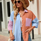 Color Block Button Up Collared Neck Shirt