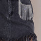 Rhinestone Fringe Denim Skirt