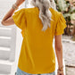 Contrast Ruffle Trim Flutter Sleeve Blouse