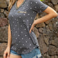 Glitter V-Neck Short Sleeve Tee Shirt