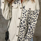 Double Take Leopard Print Pocketed Corduroy Jacket