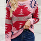 Printed Round Neck Long Sleeve Sweater