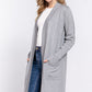 ACTIVE BASIC Open Front Rib Trim Long Sleeve Knit Cardigan