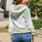 Striped Zip Up Drawstring Hooded Jacket