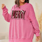 Plus Size MERRY CHRISTMAS Round Neck Slit Sweatshirt