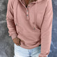 Half Snap Drawstring Long Sleeve Hoodie