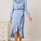 Mock Neck Ruffled Asymmetrical Dress
