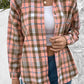 Plaid Collared Neck Long Sleeve Button-Up Shirt