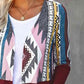 Printed Open Front Cardigan with Pockets