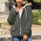Zip Up Drawstring Hooded Jacket