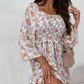 Floral Smocked Square Neck Dress