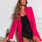 Button Up Long Sleeve Blazer with Pocket