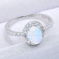 925 Sterling Silver Natural Moonstone Halo Ring